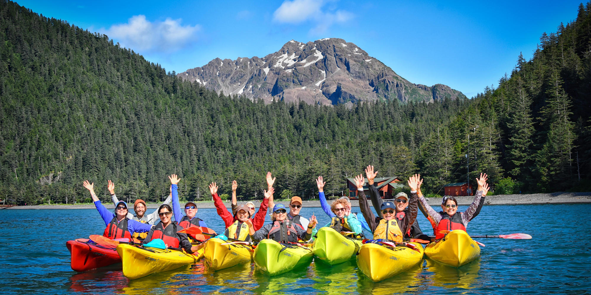 A group enjoy kayaking in Kenai Fjords National Park